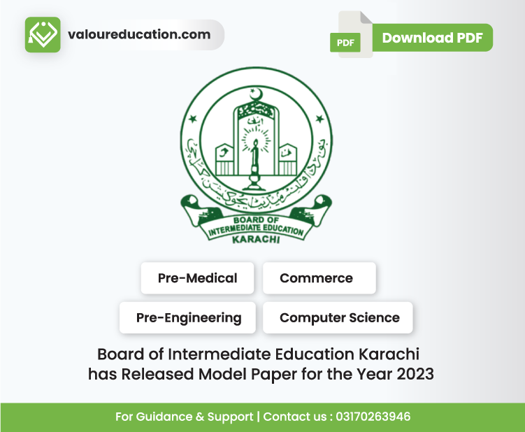  XI Year & XII Year Model Paper 2023 -BIEK | Sindh Board